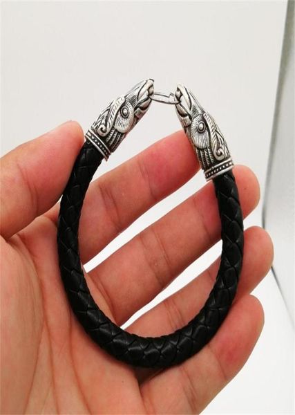 

viking raven leather vintage bracelet pagan smybol jewelry 2020 new 1pc drop 5834003, Black