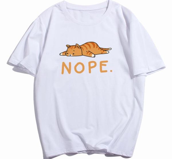 

eu size funny t shirts cat nope lazy cartoon cotton unicorn panda tshirt printed tee humor cute gift1205738, White;black