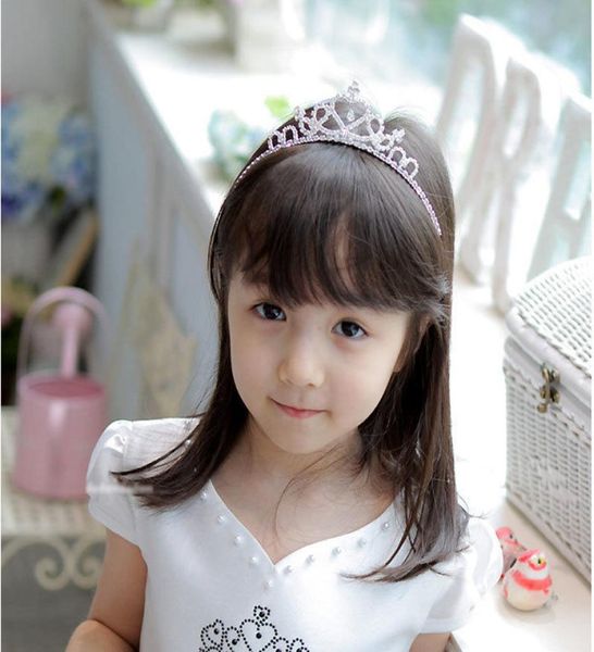 

2020 fashion whole chic glitter rhinestone princess crown headband tiara sticks beautiful heartshaped child kid girl hair ac7440998, Slivery;white