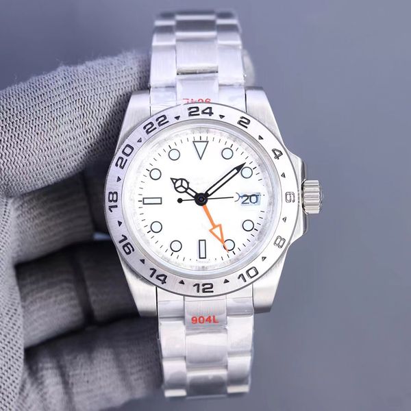 

men's mechanical watch all stainless steel sapphire glass luminous coating 42mm size folding buckle fashion watch, Slivery;brown