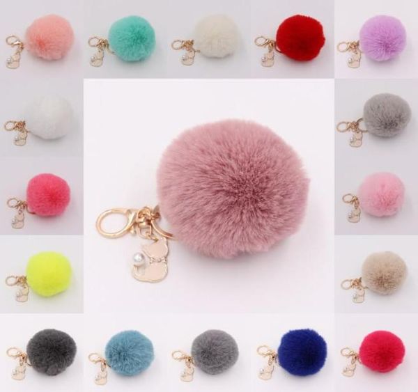 

faux fur pompom balls key rings for girls women soft and plush fluffy pompoms keychains fashion bag jewelry cute accessories2737263, Slivery;golden