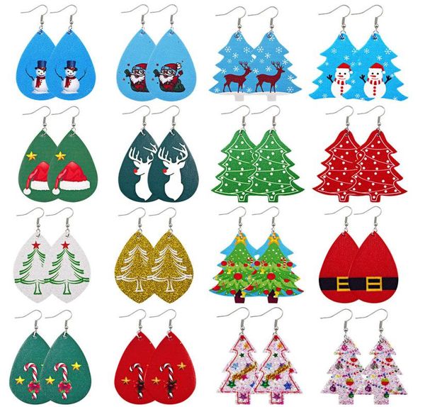 

glitter leather christmas earrings for women christmas tree patterns vegan leather earrings lightweight teardrop custom jewelry7348059, Silver