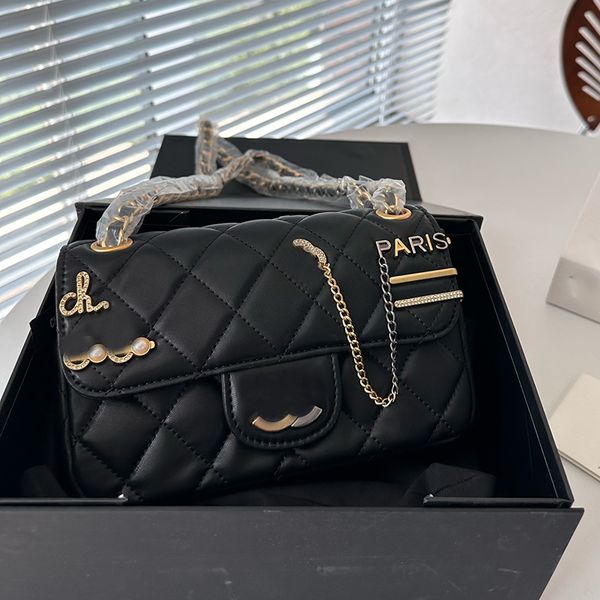 

designer womens shoulder bag leather diamond fine pearl jewelry hardware metal buckle luxury handbag oblique shoulder bags makeup sacoche ca