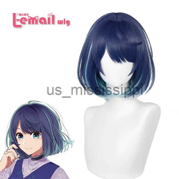 

cosplay wigs lemail wig synthetic hair anime oshi no ko kurokawa akane cosplay wig 34 70cm dark blue highlights gradient heat resistant wig, Black