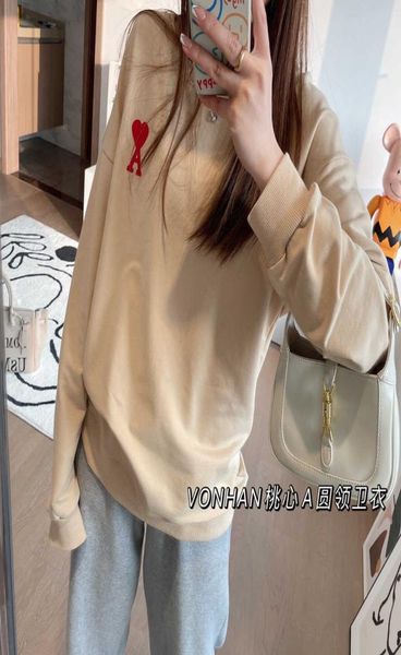 

vonhan peach heart a round neck sweater 2021 new korean versatile loose thin trend love 088691, Black