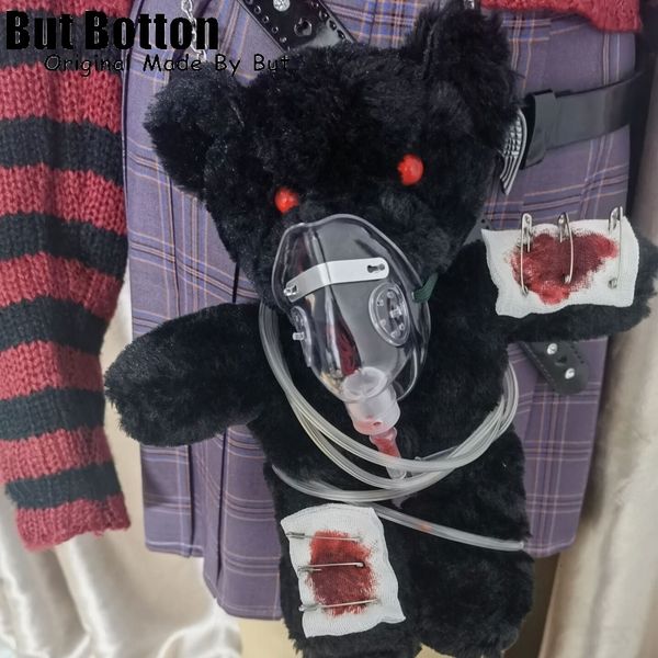 

evening bags halloween gothic bear doll shoulder bags y2k woman girl metal punk pin decorate backpack handbag goth face shield blood gauze 2