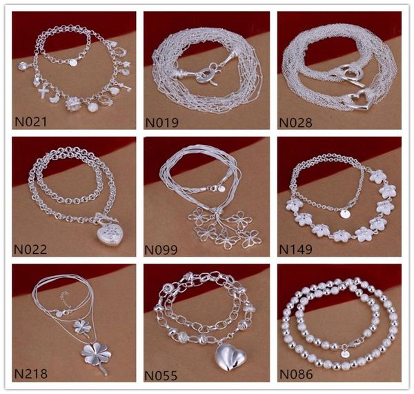 

trinkets flower shape 925 silver necklace 6 pieces a lot mixed style women039s gemstone sterling silver necklace emp546952229