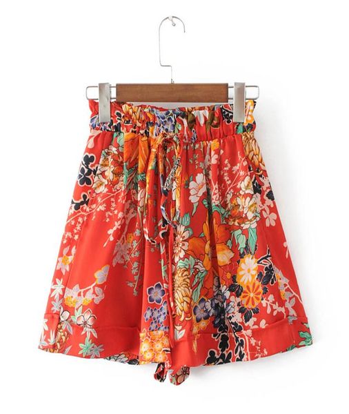 

shegetit vintage floral print mini shorts women ladies pleated casual chiffon women shorts adjustable drawstring elastic waist1347966, White;black