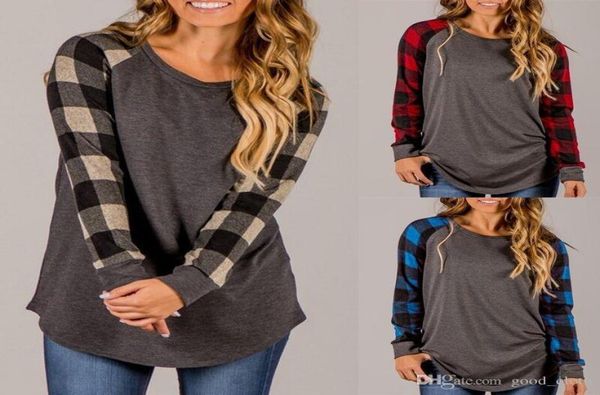 

maternity tees women plaid raglan long sleeve color block base tees ladies pullover round neck checks t shirts cny8301714075, White