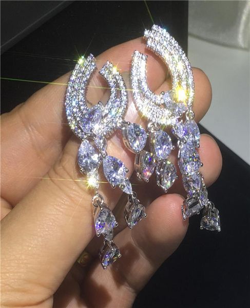 

vintage bohemia water drop earring 925 sterling silver diamond cz party wedding dangle earrings for women bridal jewelry9855171, Golden;silver