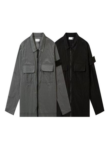 

men039s jackets brand coat metal nylon functional shirt double pocket reflective sun protection windbreaker men size 2466474, Black;brown