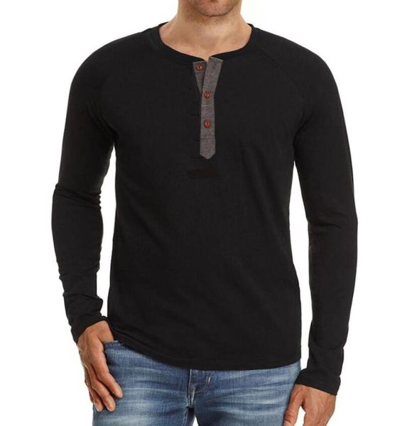 

new designer t shirts fashion mens button long sleeve asian size tshirts casual solid color tee49323892738122, White;black