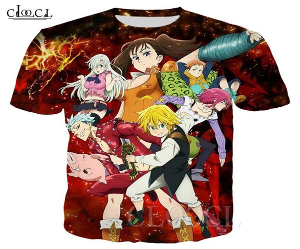

2020 fashion anime the seven deadly sins t shirt men women 3d print cartoon short sleeve couples streetwear s5xl3008585, White;black