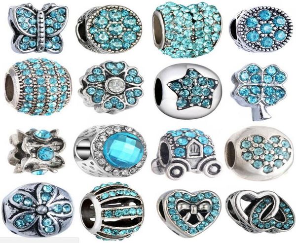 

20pcs alloy metal rhinestone big hole beads charms fit european bracelet diy jewelry reb808868037, Black