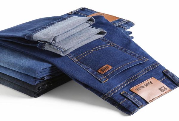 

autumn winter men039s jeans business casual stretch slim denim jeans light blue black trousers male brand pants plus size 28406469345