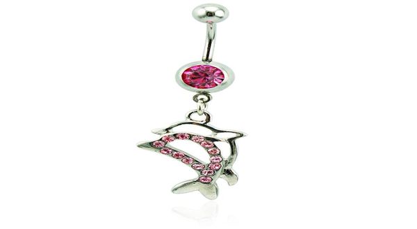 

body jewelry fashion belly button rings 316l stainless steel barbell dangle double dolphin navel piercing jewelry2969160, Silver