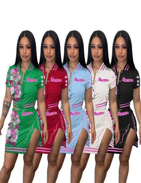 

2023 whole designer tracksuits womens button threaded printing personalized two piece dress set skirts suit8899125, Gray