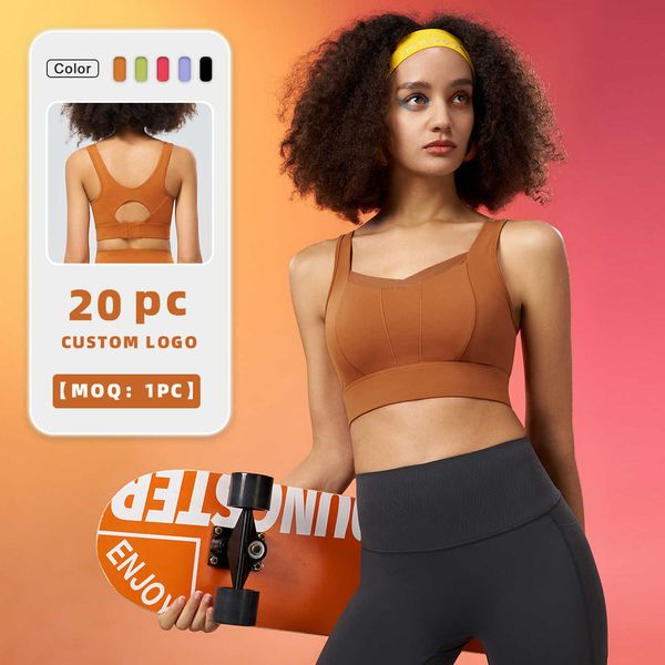 

lu lu women's lycra integrated fixed cup high impact sports yoga bra shockproof fitness yoga bra