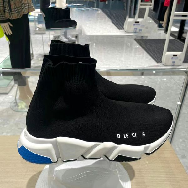 

designer casual socks shoes platform man woman shiny knit speed 2.0 1.0 runner trainer master sneaker sock shoe speeds paris booties 35-45, Black