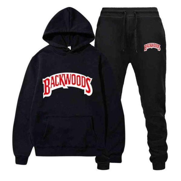 

fashion brand backwoods men039s set fleece hoodie pant thick warm tracksuit sportswear hooded track suits male sweatsuit8011266, Black