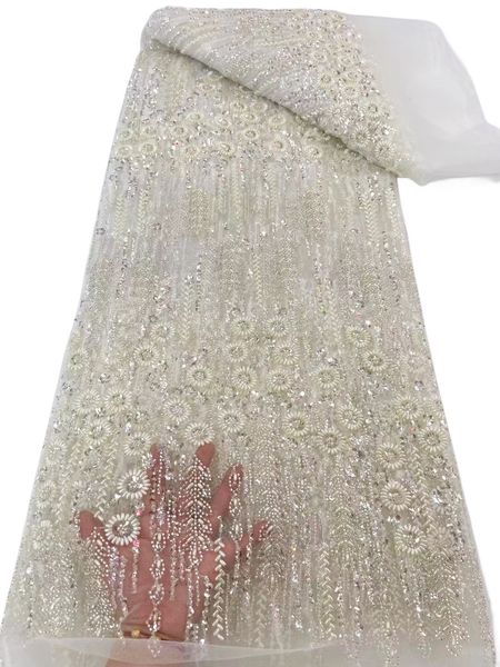 

white tulle french lace fabric wedding dress african women sequins textile net cloth 2023 5 yards sequins textile nigerian ladies evening di, Black;white