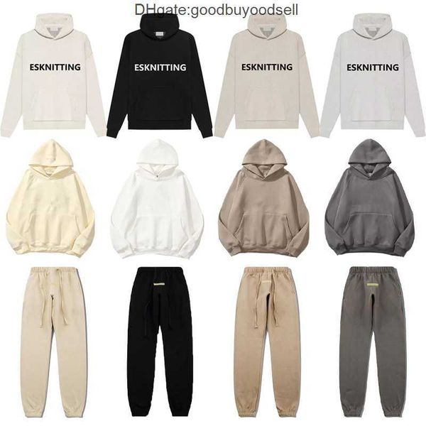 

men's hoodies sweatshirts ess jacquard designer fashion men hoodie knitting fleece sweaters long sleeve hoody pullover knitted letter, Black