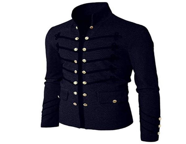 

men039s trench coats 2021 vintage solid men gothic jacket steampunk tunic rock frock uniform male punk metal coat outwear6744215, Tan;black