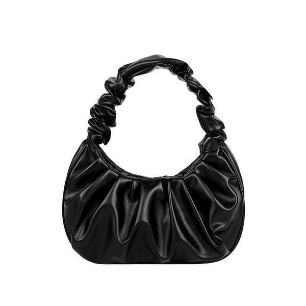 

2023 new shopping bag retro casual lady underarm handbag stone pattern shoulder bag female leather solid color chain female bag l172 qbsb, Black