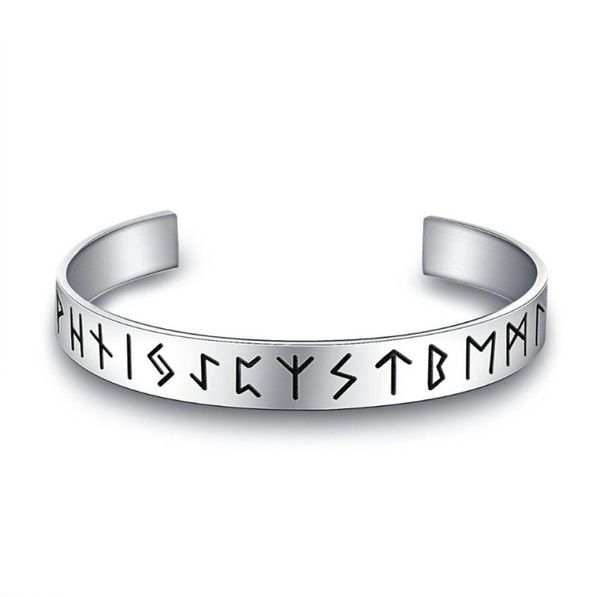 

norse viking futhark runes bracelet men scandinavian jewelry vikings pagan for women bangle6983746, Black