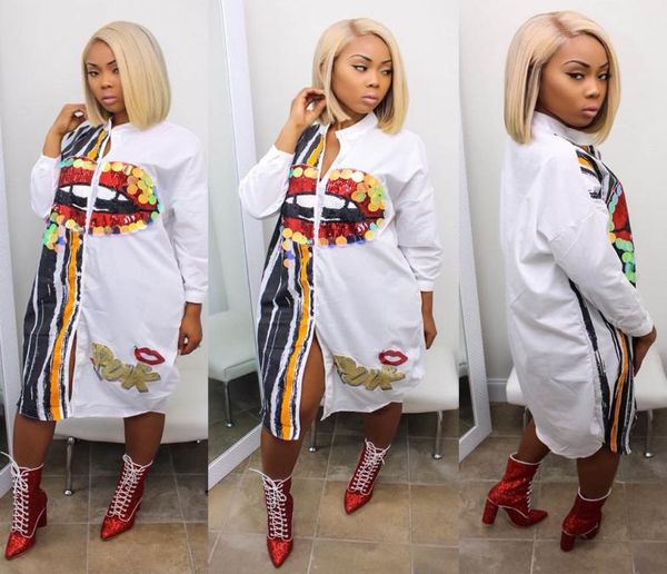 

summer spring women dresses casual funny partern print shirt dress long sleeve skirt for lady 6 color8298423, Black;gray