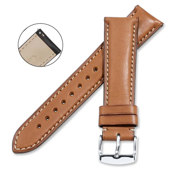 

genuine leather calf leather watch strap watch band with silver pin buckle 18mm 20mm 22mm9224641, Black;brown