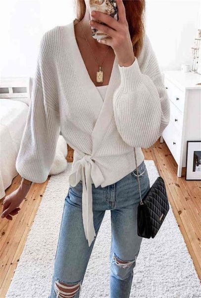 

woman sweaters cardigan autumn winter long sleeve loose knitwear lace up warm tunic casual sweaters streetwear casual clothes x1109828744, White;black