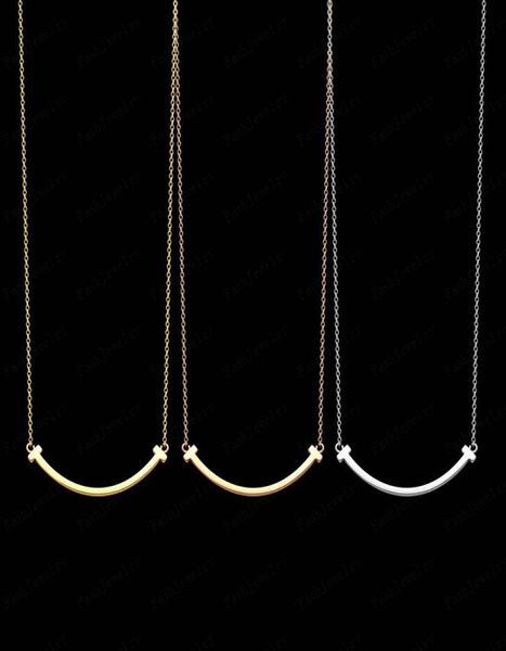 

luxury smile necklace women stainless steel couple diamond pendant designer jewelry for neck christmas gifts for women accessories8793895, Silver