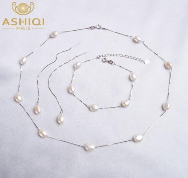 

real 925 sterling silver natural freshwater pearl jewelry sets necklace bracelet earrings for women fashion 2021 new2080057