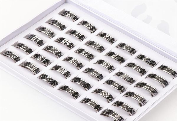 

fashion vintage stainless steel geometry rings for men women black oil drip mix style jewelry internal polishing party gifts6079439, Golden;silver