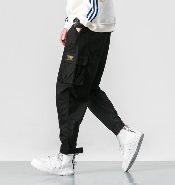 

mens pants casual cargo pants mens brand clothing feet stretch pockets hip hop orange anklelength5071465, Black