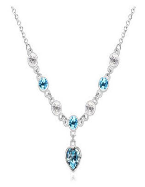 

crystal rhinestone necklace made with rovski elements wedding bridal heart charm pendants charm necklace chain 109619442160, Silver