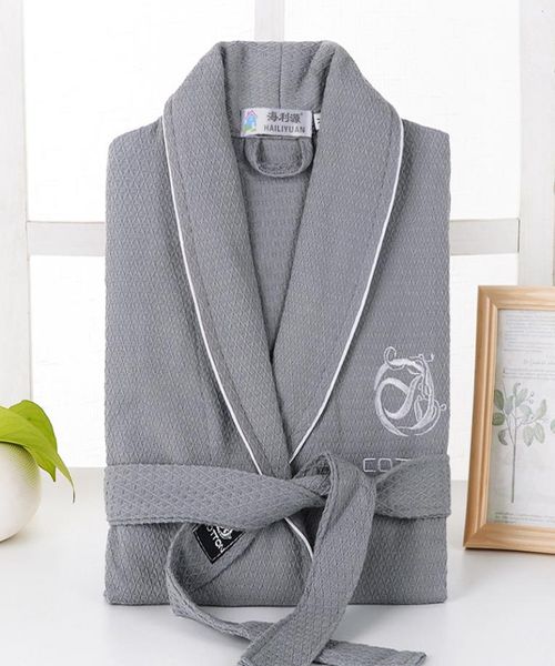 

waffle 100 cotton longsleeve mens bathrobes sweat evaporate couples kimono bath robes el spa robes dressing gown6142380, Black;brown