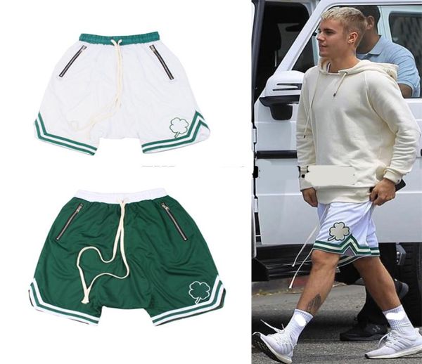 

version justin bieber casual sporting stretch sweat jogger shorts hip hop men stripe mesh splicing shorts 4915801, White;black