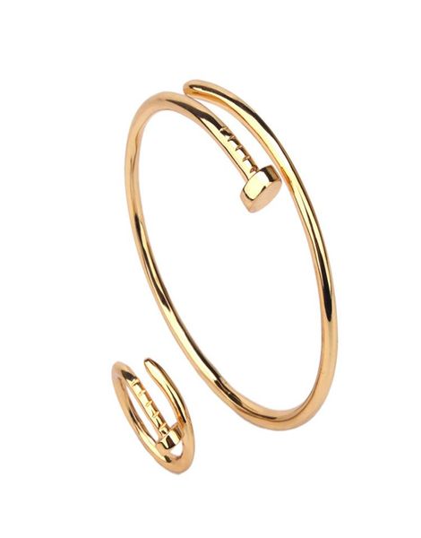 

simple personality fashion nail bracelet bare stainless steel gold plated female no drill opening nail bracelet for girlfriend6371333, Golden;silver