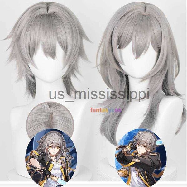 

cosplay wigs game honkai star rail trailblazer cosplay wig gray heat resistant synthetic wigs for halloween costume party role play wig cap, Black