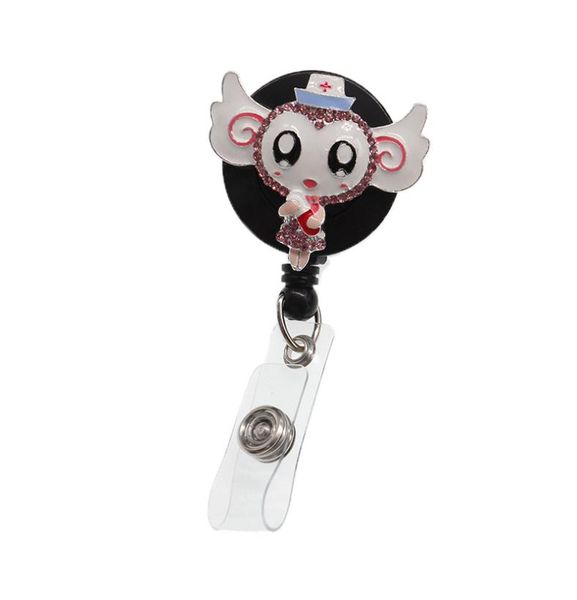 

10pcslot rhinestone nurse girl id badge holder medical rhinestone retractable badge reel9206487, Gray