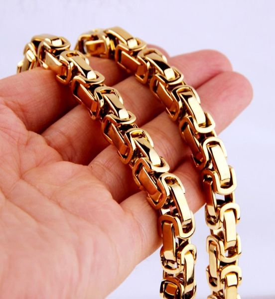

568mm customized any length gold tone byzantine stainless steel necklace boys mens chain necklace fashion jewelry3364657, Silver