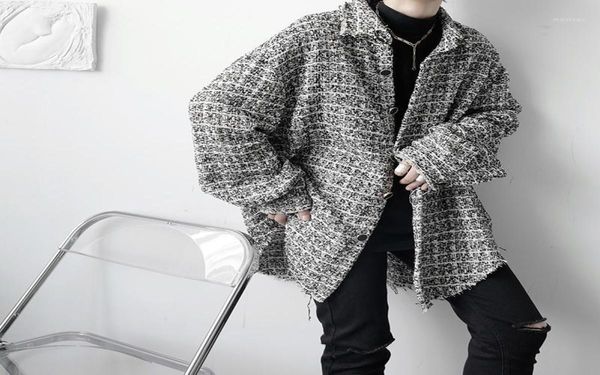 

men039s jackets autumn oversized jacket men fashion retro plaid streetwear korean loose casual mens coat outwear m2xl5901341, Black;brown