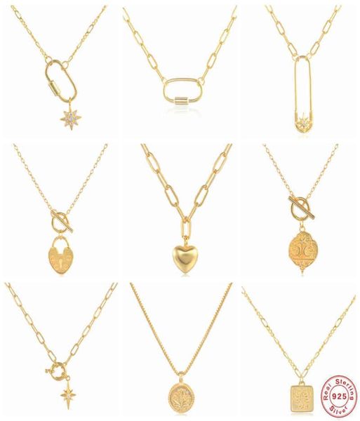 

aide 925 sterling silver safety pin charm necklaces for women luxury paperclip heart pendant necklace valentine039s gift for he3201292