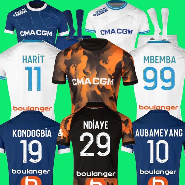 

fans player 23 24 soccer jerseys vitinha maillot de foot 2023 aubameyang man kids football shirt hommes enfants ndiaye marseilles kondogbia, Black;yellow
