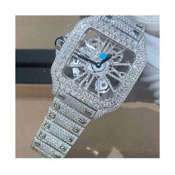 

m114 1h07 digner watch custom luxury iced out fashion mechanical watch moissanit e diamond ship, Silver