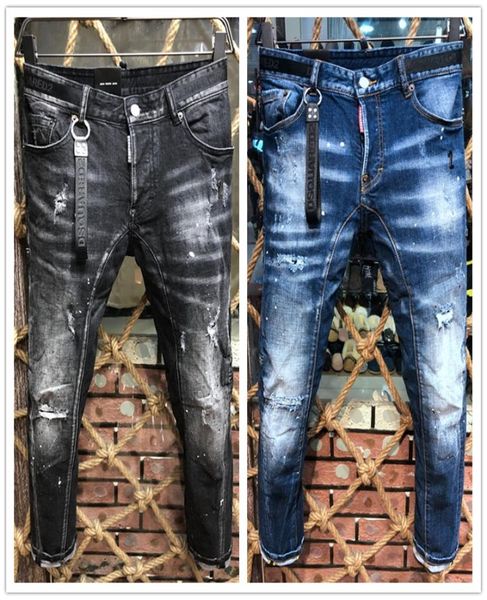 

2020 luxury biker new arrival brand designer amr men denim slim jeans embroidery pants fashion holes trousers italian 2094449, Blue