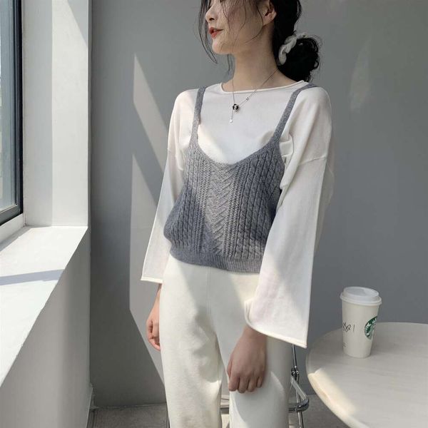 

item title straps design twist sweater womens short figure fitting vest sleeveless jacket, White;black