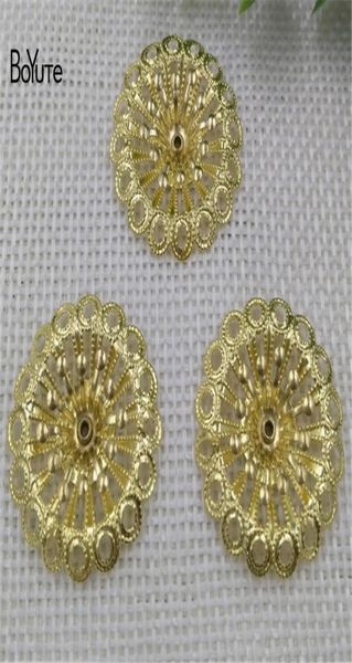 

boyute 50 pieceslot metal brass stamping 20mm filigree flower bead caps diy handmade jewelry accessories whole4146382, Silver